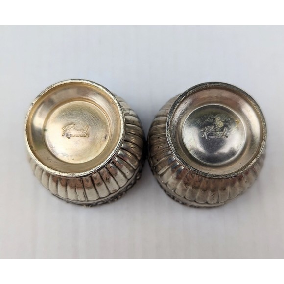 VTG 60's Raimond Silverplate Lot Of 2 Pcs Salt Cellars Cobalt Blue Glass Insert - Picture 4 of 8